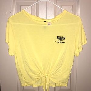 Pastel yellow Tie up shirt “Let it bee”